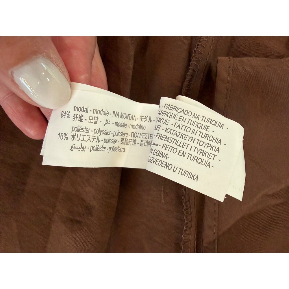 Zara Goth Boho Minimalist Handkerchief Hem Midi Skirt Women XL Brown NWT Asym - Picture 7 of 8